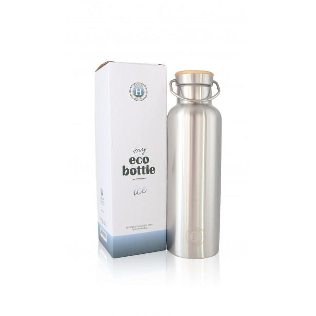Bottiglia ice in acciaio inox di alta qualità con doppia parete completamente priva di plastica, da 750 ml.